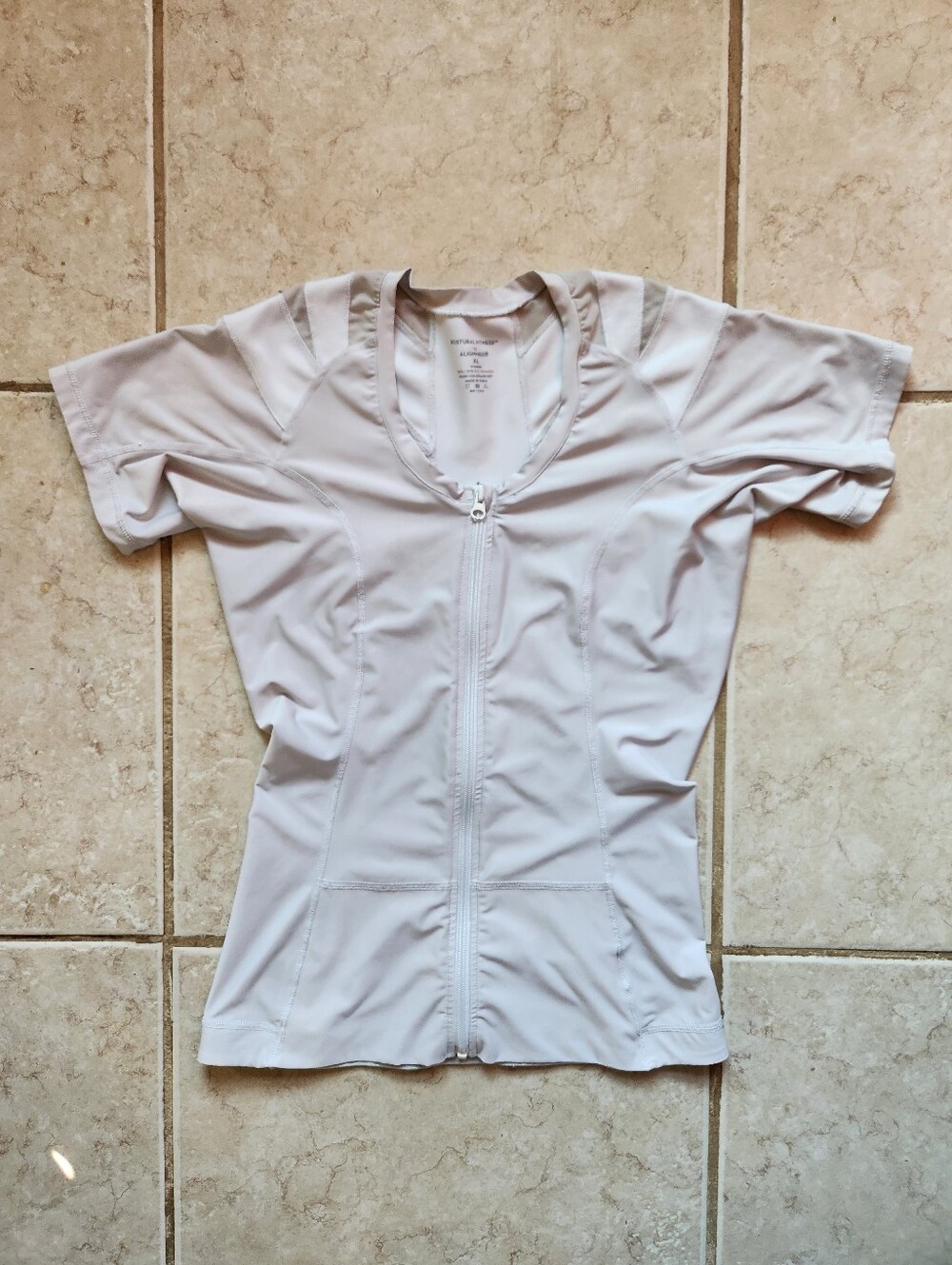 Alignmed Posture Shirt 2.0 Zip Front Top XL Off White Vented Mesh